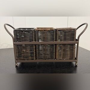Pier 1 Wicker Utensil Holder with Handles